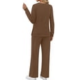thumbnail image 4 of Fantaslook Two Piece Sets for Women Fall Travel Vacation Outfits Pleated Long Sleeve Lounge Sets Wide Leg Pants, 4 of 9