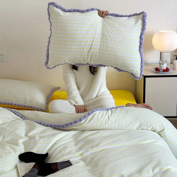 Xiao Hua Juego de sábanas, juego de sábanas y fundas de almohada, juego de cama individual, ropa de cama de hotel, decoración del hogar (amarillo)