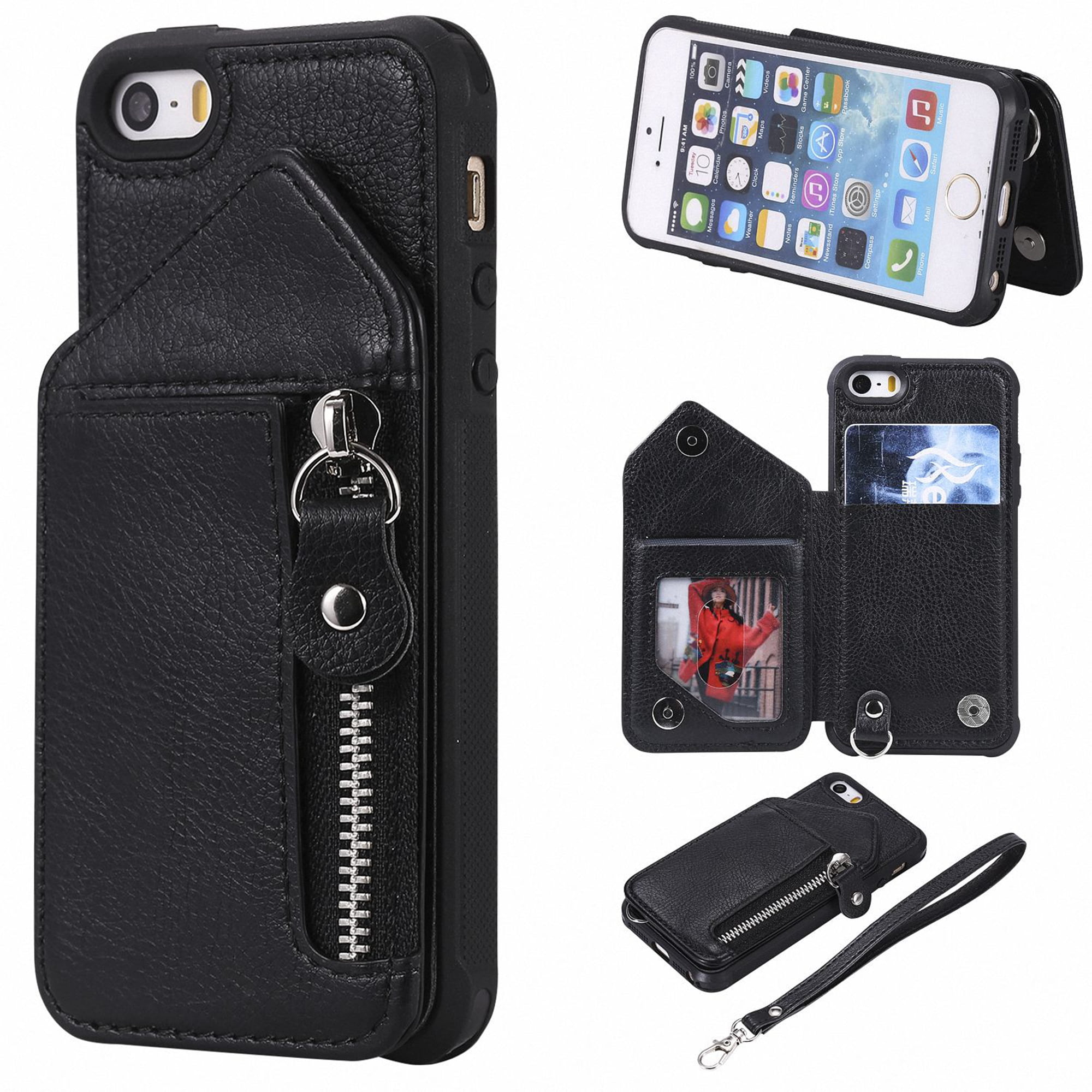 iPhone SE (1st Gen 2016) Case (not fit iPhone SE 2020), iPhone 5 5S Case, Dteck PU Leather