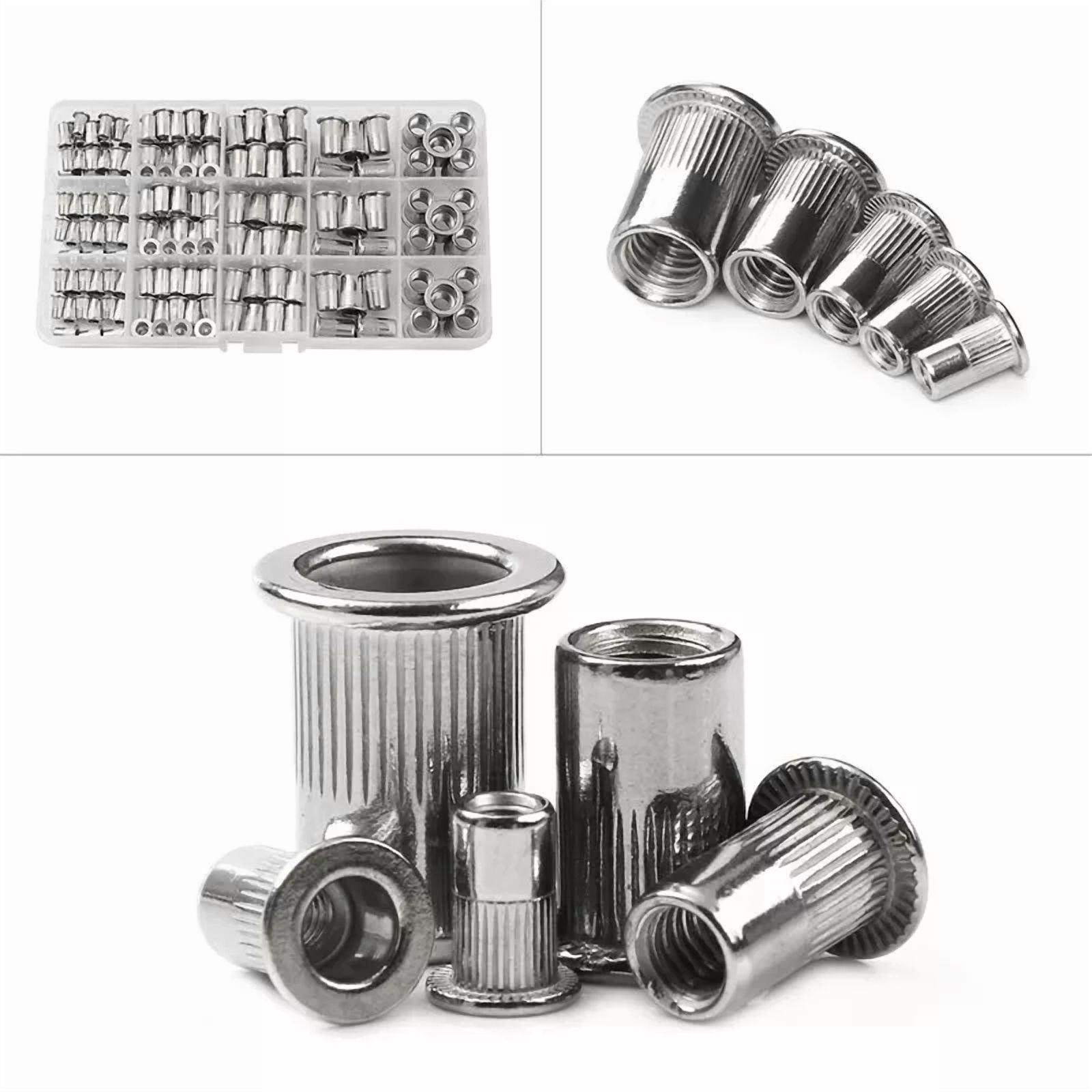 CIRCLE- 150Pcs Rivet Nut Flat Head Threaded Insert Stainless Steel Nutsert Set Kit