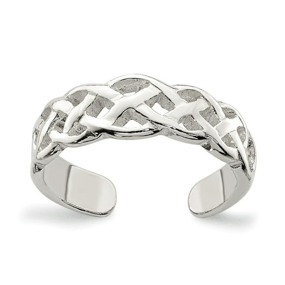 White Sterling Silver Ring Band Toe Celtic Weave