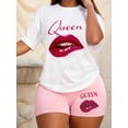 thumbnail image 1 of Red lip Queen round-neck short-sleeved T-shirt for women, soft and comfortable short-sleeved, 1 of 6