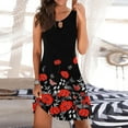 thumbnail image 2 of Black and Friday Deals 50% Off Clear! asdoklhq Womens Plus Size Clearance $5 ,Women's Vintage O-Neck Sleeveless Hollow OUt Printed Print Mini Dresses, 2 of 5