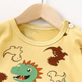 thumbnail image 5 of Quealent Toddler Boy 2-Piece Short Set Short Sleeve Dinosaur Print T-Shirt and Shorts Casual Outfits 6M-8T (Yellow, 3-4 Years), 5 of 5