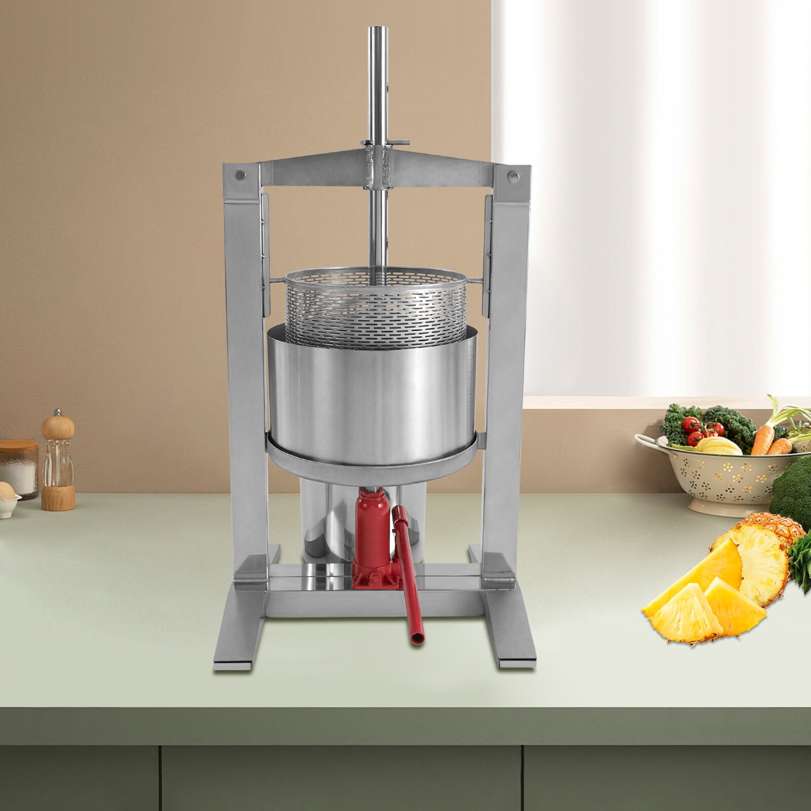Miumaeov 20L/5.28 Gallon Fruit Press Manual Juicer Stainless Steel Cylinder Press Machine