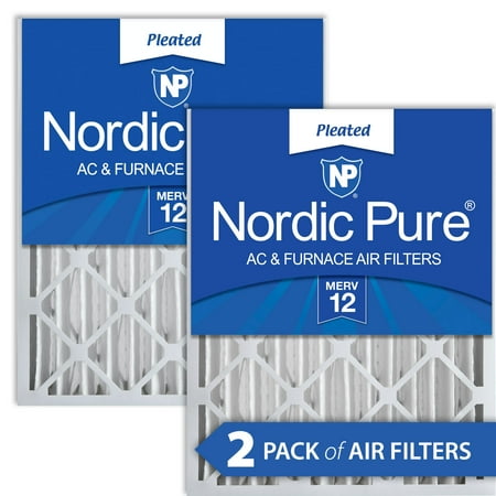 Nordic Pure 20x25x4 (3 5/8) Pleated MERV 12 Air Filters 2 Pack