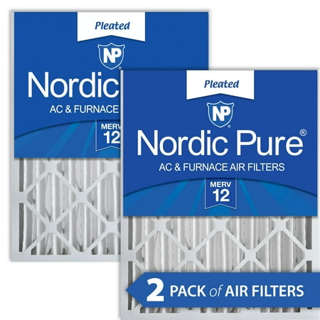 Nordic Pure 20x20x4 (3 5/8) Pleated MERV 12 Air Filters 2 Pack
