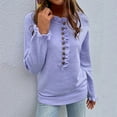thumbnail image 2 of Vedolay Women Sweater Women's Knit Long Sleeve Pullover Crewneck Tunic Fashion Sweaters,Purple L, 2 of 5