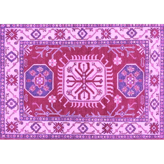 Ahgly Company Indoor Rectangle Geometric Purple Traditional Area Rugs, 7' x 10'