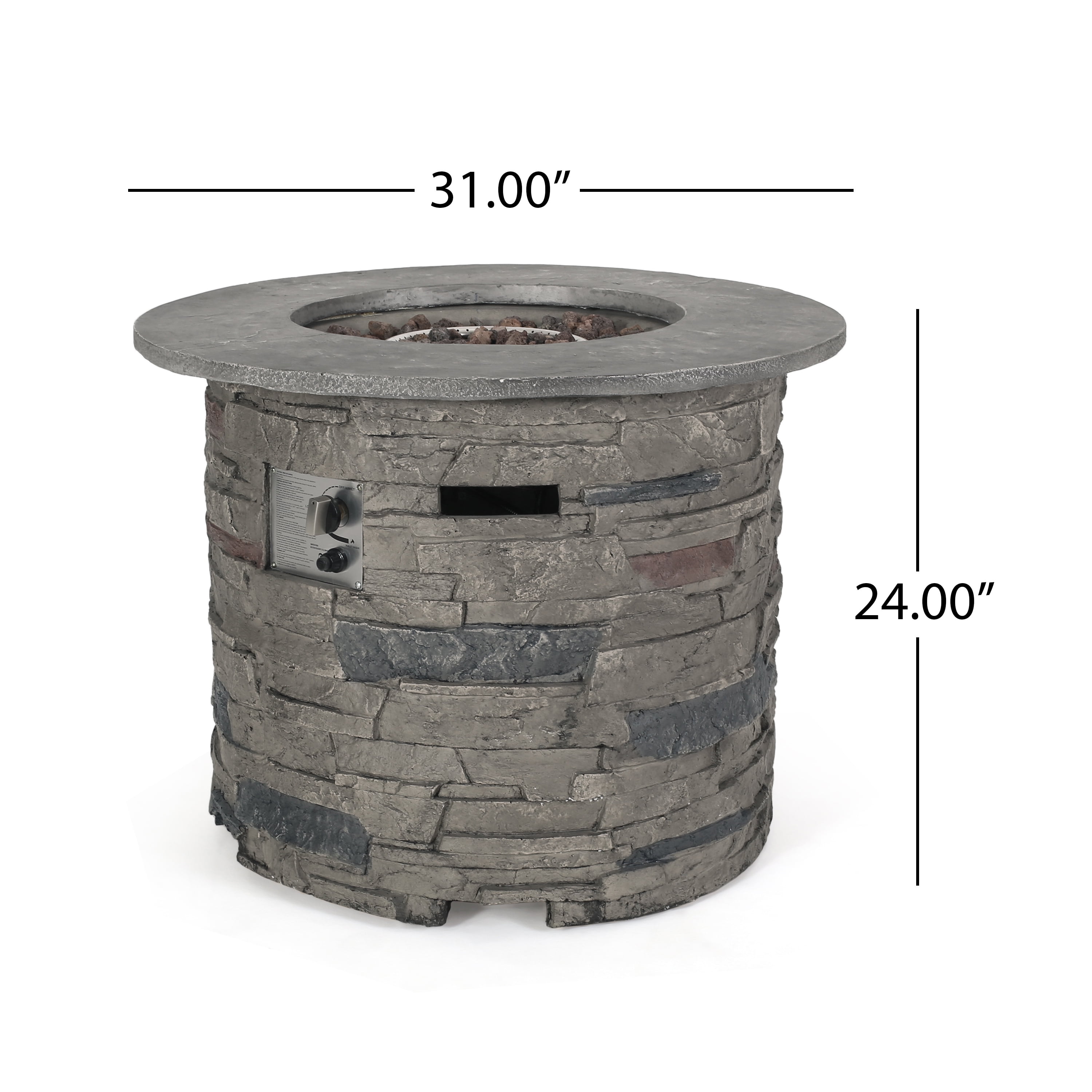 Harper & Bright Designs Patio MGO Propane Fire Pit, Outdoor Round Concrete Gas-burning Fire Pit with 40000 BTU for Garden Backyard, 32 inch, Stone Gray