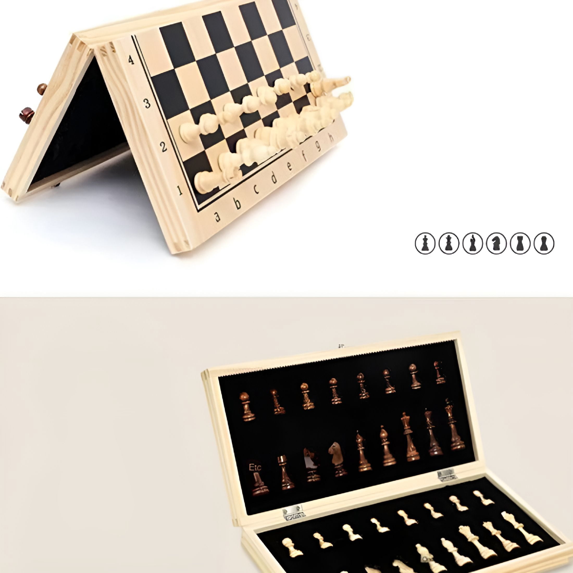 BESTSKY 2026 New Handmade Folding Wooden Chess Board Set with Extra 2 Queens for Home,Office,Travel,29X29Cm,Individual Slot in the Storage Box and Are Not Easy