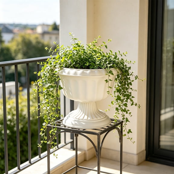 Plastic Planter Pot for Indoor Outdoor, Vintage Style Decorative Flower Pot with Drainage Holes, Lightweight Hydroponic Tower Plant Container for Home Patio Garden