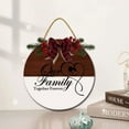 thumbnail image 2 of Eveokoki 11" Our Family Together Forever Wreaths Decor Sign Front Door, Home Decor Front Round Wood Hanging Sign with Ribbon Bow and Artificial Leaves, 2 of 5