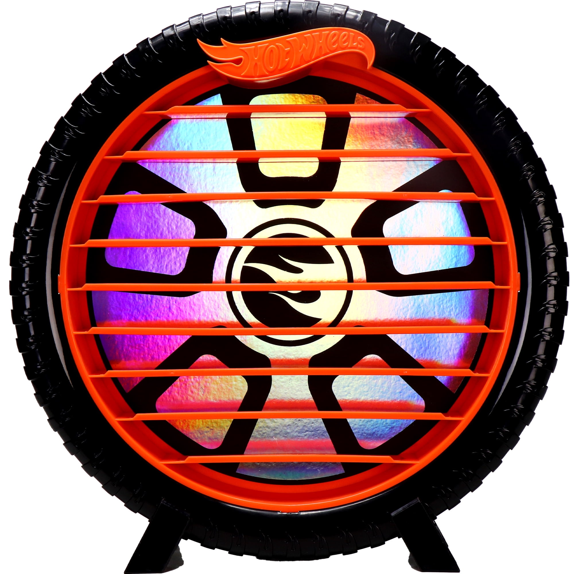 Tara Toy: Hot Wheels: Collectors Display Case - Holds 30 Cars, Wall or Desktop Display, Die-Cast Toy Cars Storage, Wheel With Orange Shelves, Kids 3+