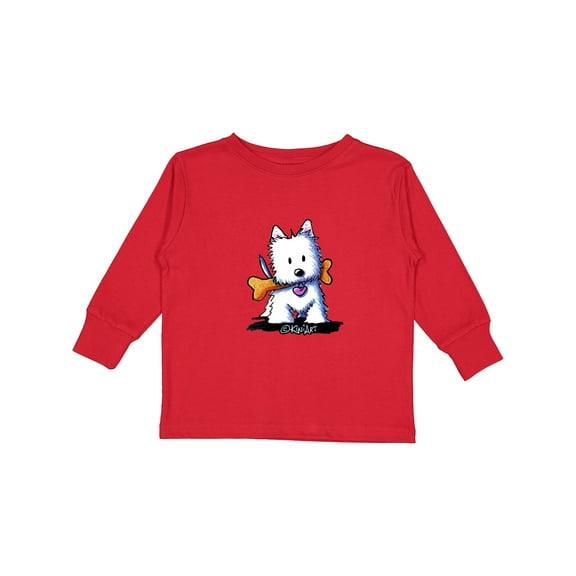 Inktastic KiniArt Westie with Bone Boys or Girls Long Sleeve Toddler T-Shirt