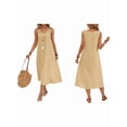 thumbnail image 2 of Dresses for Women Spring Summer Sleeveless V Neck Cotton Beach Casual Dress Khaki XXL, 2 of 7