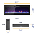 thumbnail image 3 of Prominence Home 60x19" Electric Remote Controlled LED Wall Mount Fireplace with Adjustable Heat and Brightness Settings, 3 of 13