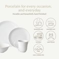 Over and Back 32 Piece White Porcelain Embossed Dinnerware Set