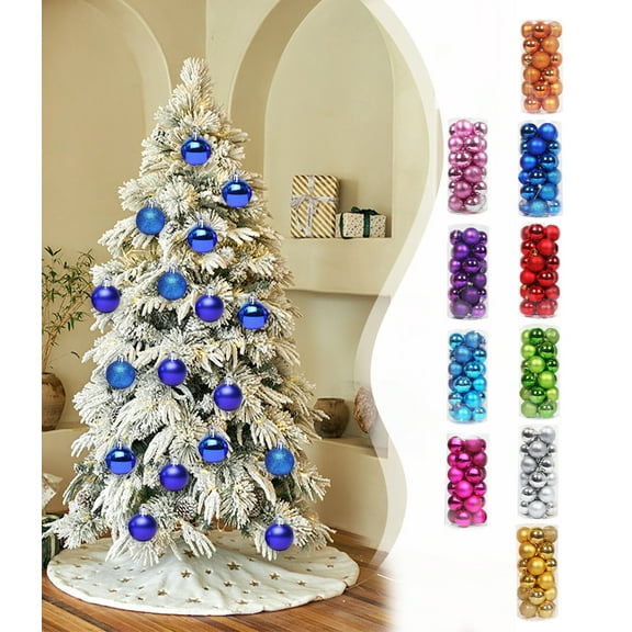 JOGZMZ Christmas Baubles Balls Xmas Tree Balls Christmas Decoration Party Ornaments Christmas Tree Balls 24 Piece Set Blue