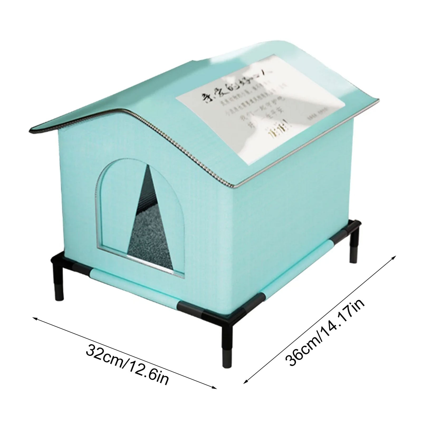 Nallwabiu Weatherproof Insulated Outdoor Cat House, Heated Shelter with Seamless Base for Feral Cats, Winter Waterproof Warm Cat House Outdoor (Light Blue, 14.17”x12.6”)