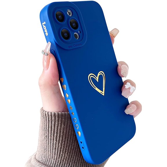 Compatible with iPhone 13 Pro Max Case, Gold Heart Pattern Soft Liquid Silicone Shockproof Case for Women Girls Side Cute Plated Heart Pattern Slim Phone Case (Wine Red)