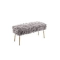thumbnail image 5 of Guyou Modern Faux Fur Entryway Bench Upholstered Ottoman Bench with Metal Legs Furry End of Bed Accent Bench Stool for Living Room Bedroom, Grey, 5 of 9