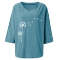 thumbnail image 4 of Rciityk Women Cotton Linen Tops Summer Casual Loose 3/4 Sleeve Tshirts Daily Regular Printed V Neck Comfy Tees, 4 of 4