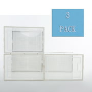 3 Pack Shoe Storage Boxes, Clear Plastic Stackable Shoe Organizer Bins
