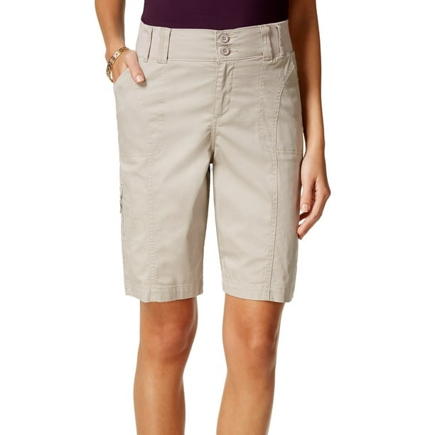 Lee Lee NEW Oatmeal Beige Womens Size 16 Elastic Waist Bermuda Shorts