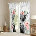 thumbnail image 3 of jejeloiu Cute Highland Cow Blackout Curtains,Pink Flower Curtains Pack of 2 (38x45 Each),Rustic Farmhouse Cabin Window Curtains,Super Cozy Room Decor, 3 of 6