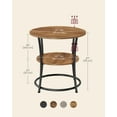 thumbnail image 5 of Round End Table with 2 Storage Shelves - Steel Frame Accent Table for Small Spaces, Rustic Walnut & Ink Black, 5 of 5