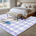 thumbnail image 4 of Large Area Rugs for Living Room Bedroom, Spring Easter 6'x9' Rug Washable Carpet Runner Indoor Outdoor, Bunny Botanical Flowers Leaves Purple Check Non Slip Floor Mats Rug for Kitchen, Playroom, 4 of 8