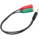 thumbnail image 3 of 1 pieza Adaptador de cable divisor de auriculares 2 en 1 4 polos 3.5 mm Auriculares de audio a 2 conectores hembra Cable de audio de 3 polos para auriculares PC, 3 of 5