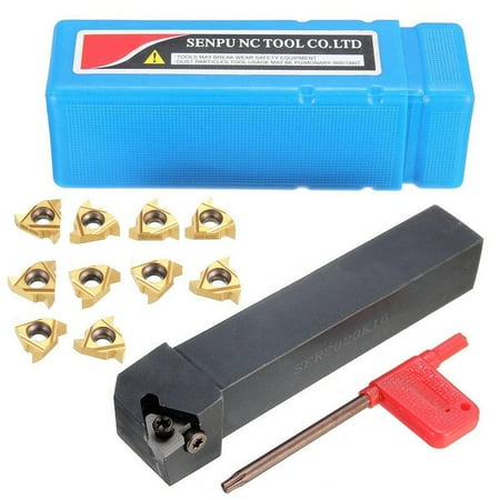 

Leke SER2020K16 Threading Lathe Turning Tool Holder Boring Bar 10Pcs 16ER AG60 Insert
