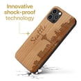 thumbnail image 3 of Case Yard Wooden Case Outside Soft TPU Silicone, Slim Fit Shockproof Wood Protective Phone Cover for Girls Boys Men and Women, Supports Wireless Charging Skyline Seattle Design case for iPhone-11-Pro, 3 of 7