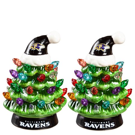 Baltimore Ravens 2-Pack 4 Ceramic LED Christmas Tree Set