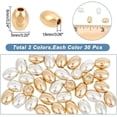 thumbnail image 2 of 60Pcs 2 Colors Brass Beads Long-Lasting Plated Oval Mixed Color 6x5mm Hole: 1.6mm 30pcs/color, 2 of 6