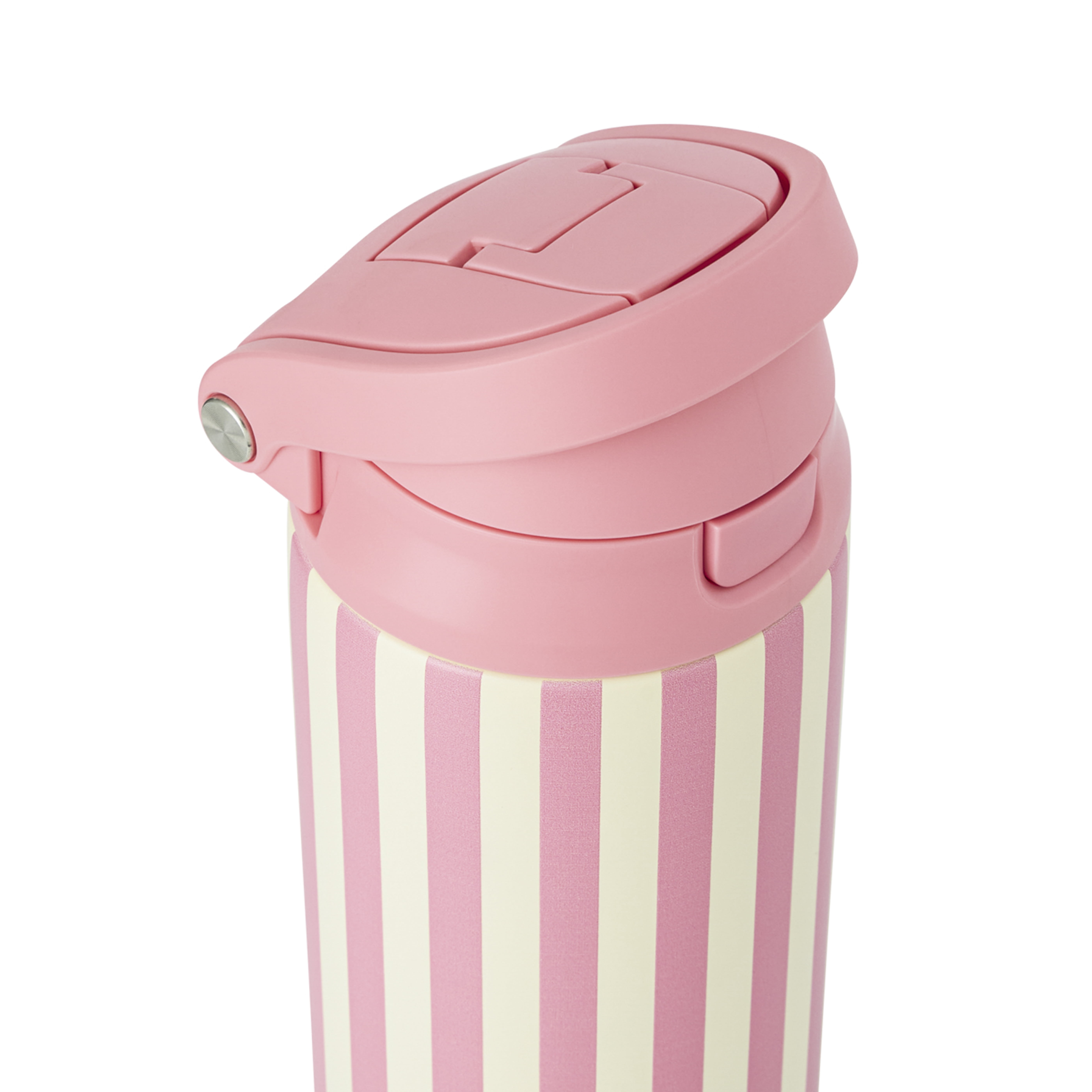 TAL 24oz Stainless Steel 2-in-1 Straw and Chug Water Bottle with Push Lid, Pink Stripes