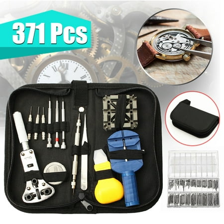 371Pcs/Set Watch Repair Tools Kit Opener Link Remover Watch Clock Holder Remover Opener Screwdriver Pin Spring Bar Kit with Carrying