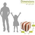 thumbnail image 2 of Majestic Home Goods Vertical Stripes Indoor/Outdoor Stuffed 17x17x17 Inches-Bean Bag Floor Foot Rest–Sitting Pouf Chair for Living Room–Nursery Pillow Ottoman, 17" x 17" x 17", Burnt Orange/Cream, 2 of 12