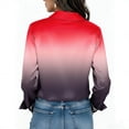 thumbnail image 4 of hotojiny Long Sleeve Shirts for Women Satin Silk Button Down Casual Outfits Loose Fit Gradient Blouses Fashion Clothing, 4 of 5