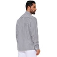 thumbnail image 3 of INSPIRE CHIC Men's Casual Long Sleeve Seersucker Striped Shirt with Chest Pocket L Black White, 3 of 5