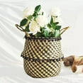 thumbnail image 3 of (Clearance) BNNG Woven Seagrass Baskets Belly Basket Folding Boho Natural Plant Pot with Handles Round Decorative Wicker Large Indoor Planter for Home Outdoor Tree Planters Decor, 3 of 5