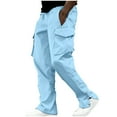thumbnail image 2 of CQONEPT Cargo Work Pants for Mens Side Button Stretch Tactical Pants Camping Hiking Athletic Pants with Multi Pockets Sky Blue S, 2 of 4