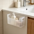 thumbnail image 4 of 1pc Adhesive Mount Inside Cabinet Door Storage, 10inch×3.3inch×3.7inch, Bin Holder for Lid, Kitchen Organizer Over Door Adhesive Containers, No Drilling Bathroom Pantry Wall Basket, White, 4 of 6