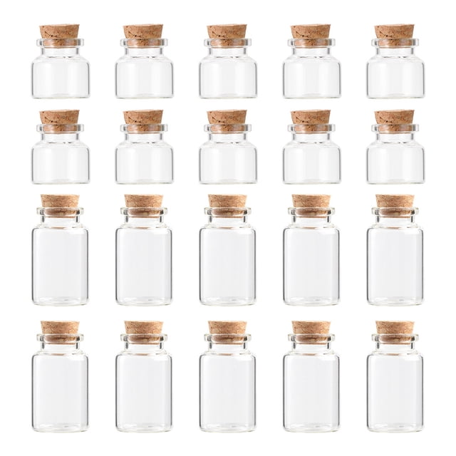 20pcs Transparent Corked Bottles Wishing Bottles Home Adorns Glass Containers