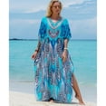 thumbnail image 3 of Sunforyou Kafan Dresses for Women Moo Moos Bathing suit Cover up Blue Strip Plus size Caftans Loungewear, 3 of 6