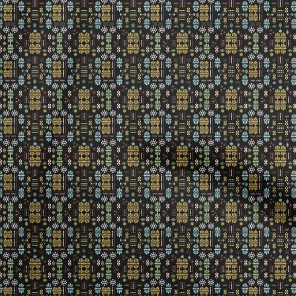 oneOone Polyester Spandex Black Fabric Asian Kilim Diy Clothing Quilting Fabric Print Fabric By Yard 56 Inch Wide