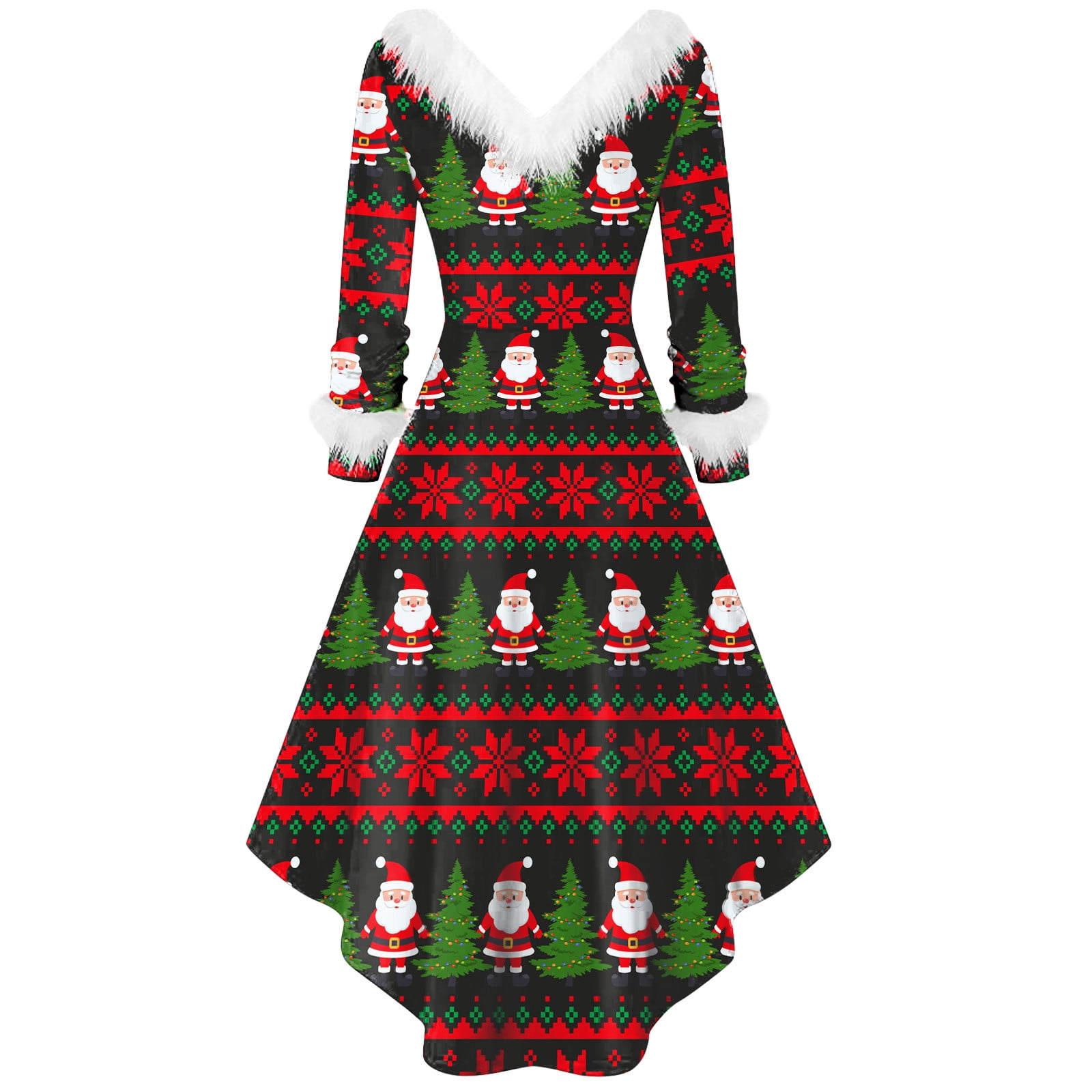 B91xZ Christmas Dresses For Women Womens Christmas Long Sleeve Midi