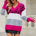 thumbnail image 2 of Vedolay Women's Tops Womens 2023 Winter Sweaters Casual Turtleneck Long Sleeve Striped Pullover Tops,Hot Pink S, 2 of 5